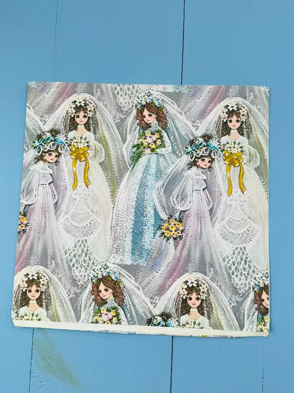 Vintage 1970s Bridal Wrapping Paper, Bridal Shower Decor,  Retro Bride Ephemera